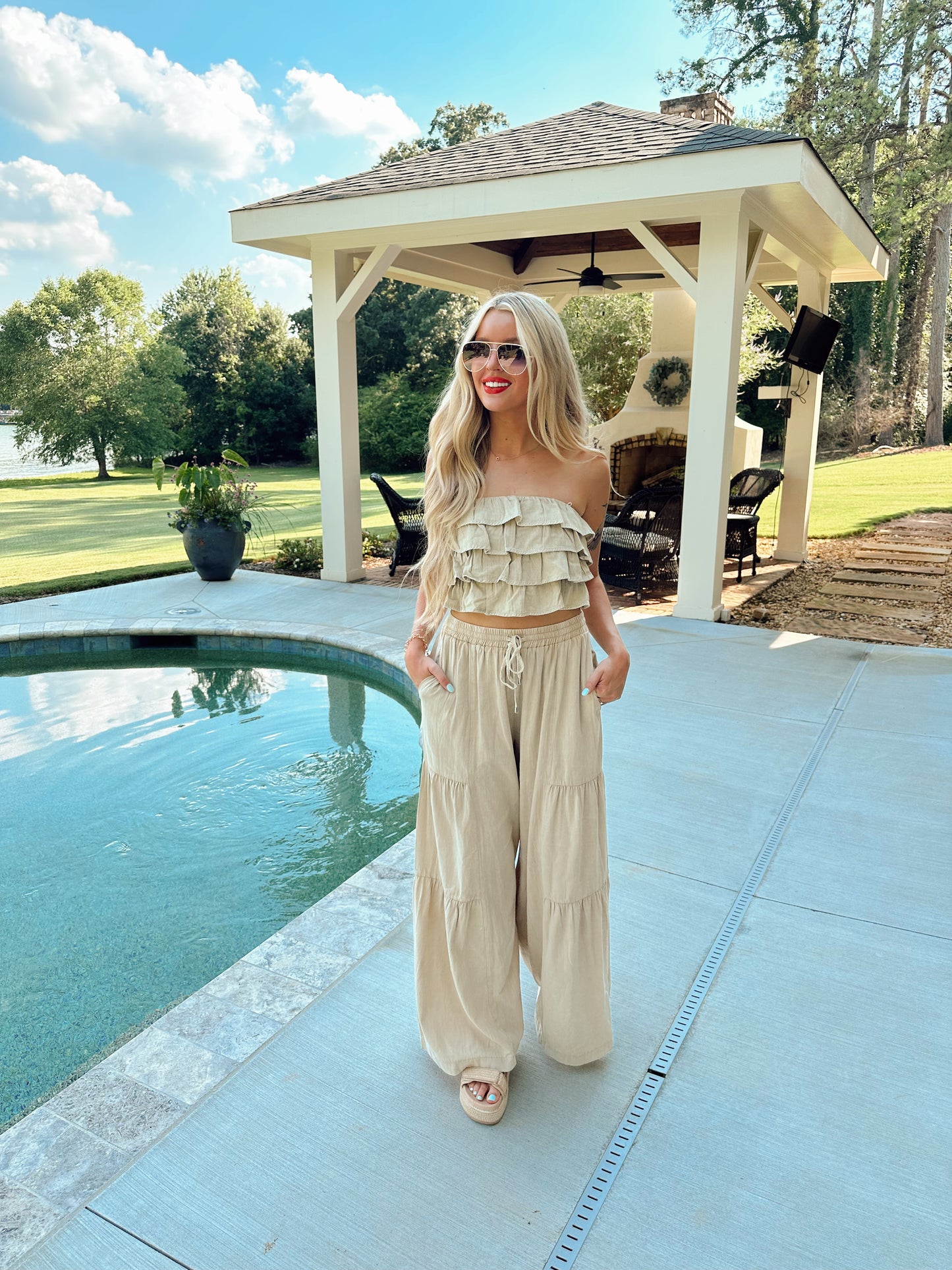 Beige Ruffle Set