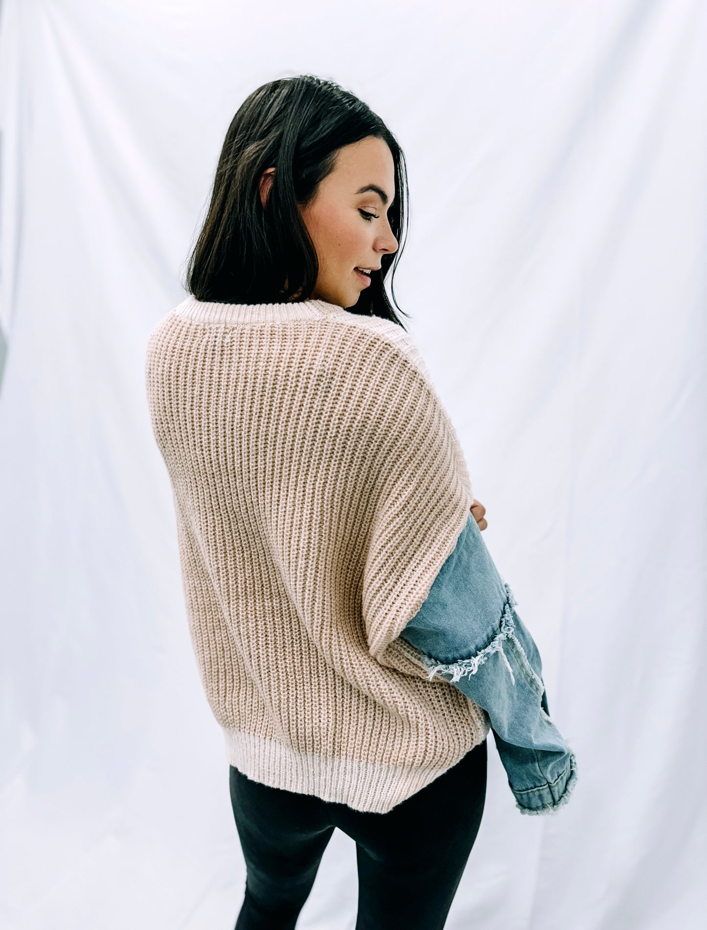 Lani Denim Sleeve Sweater