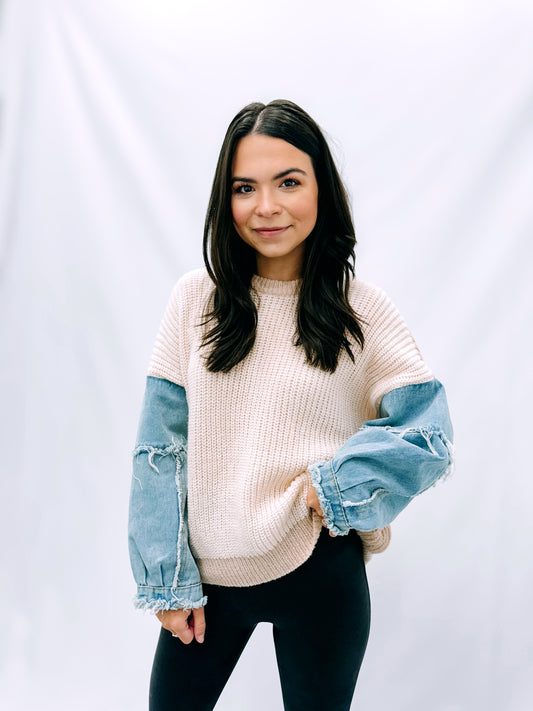 Lani Denim Sleeve Sweater