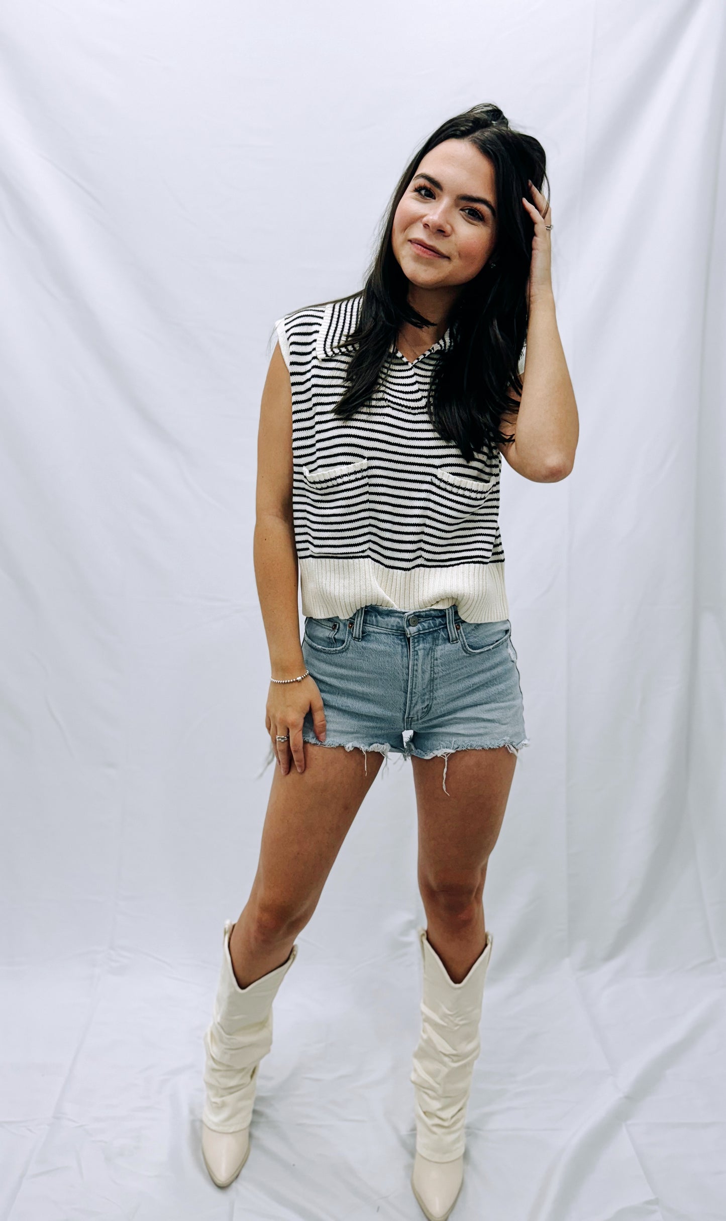 Striped Sleeveless Sweater
