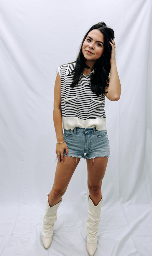 Striped Sleeveless Sweater