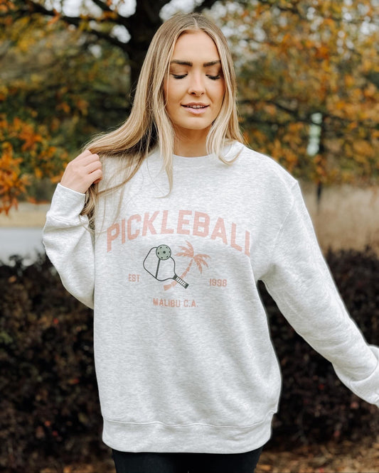 Oversized Pickleball Sweatshirt- Heather Grey