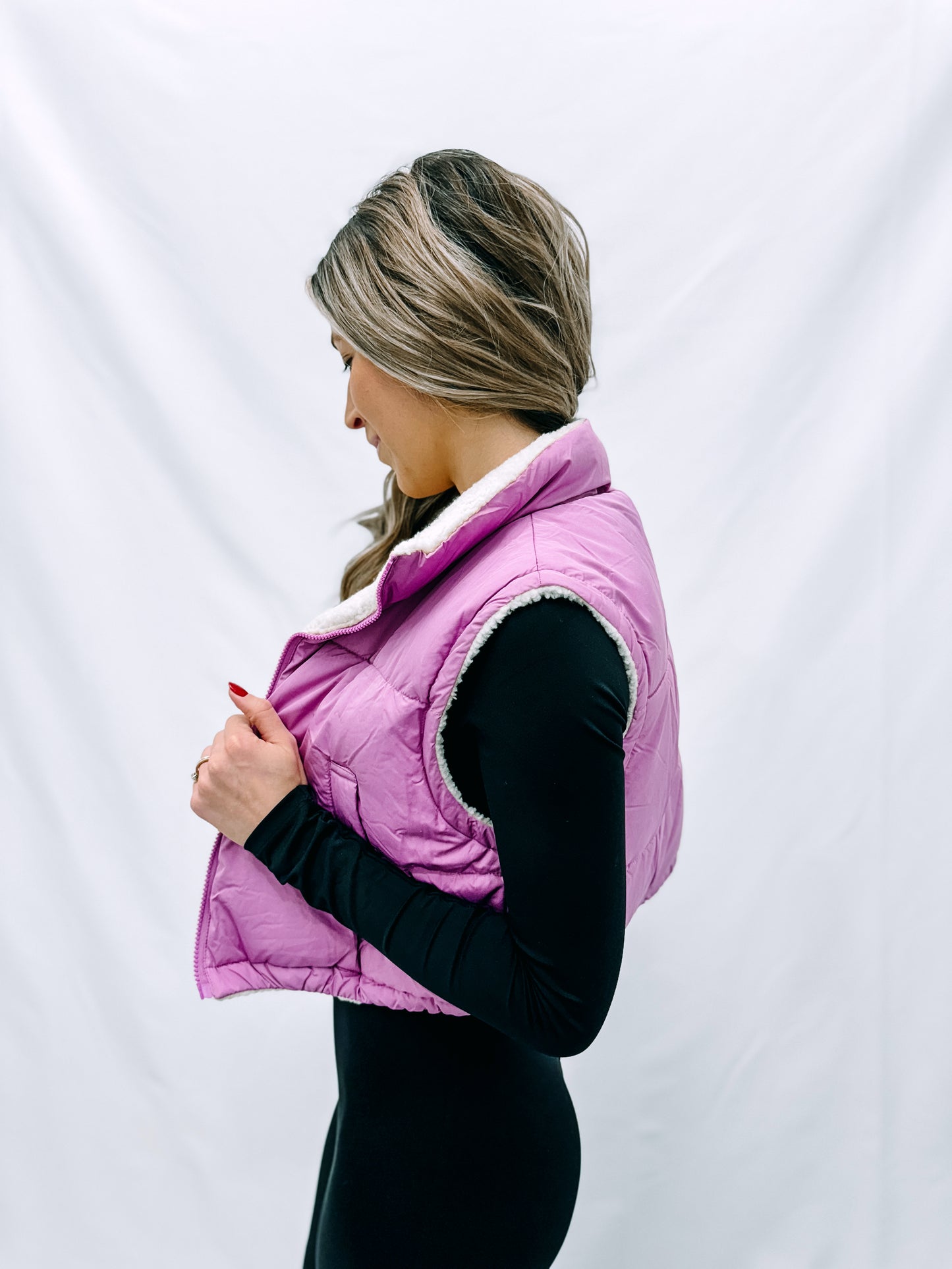 Cropped Reversible Puffer Vest